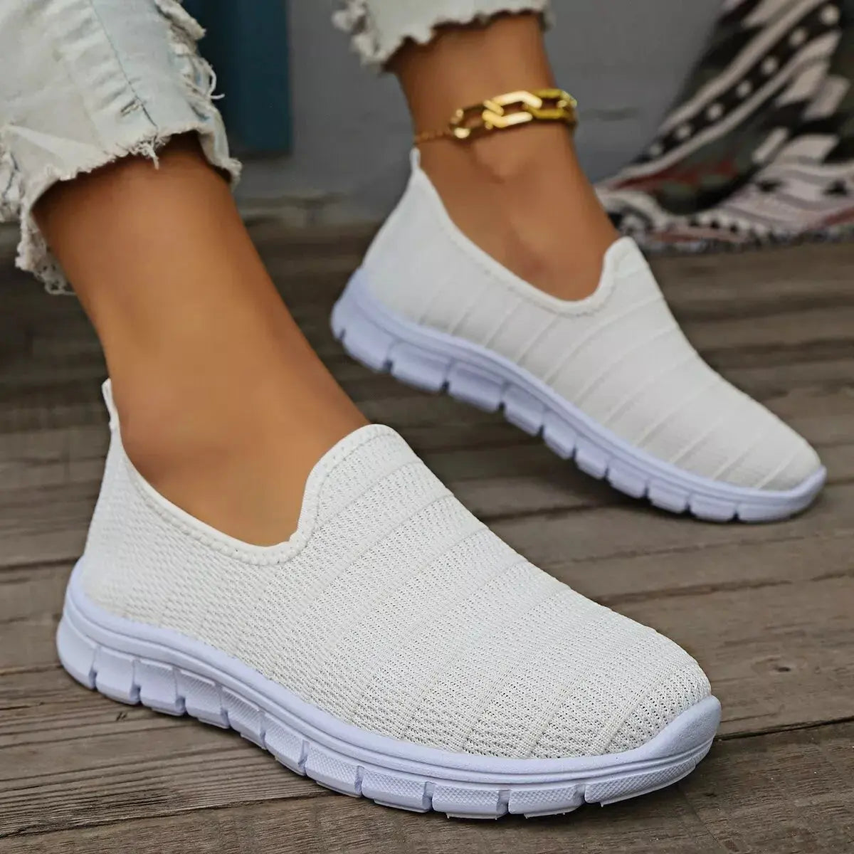 Round Toe Mesh Slip-Ons  Style Ratio