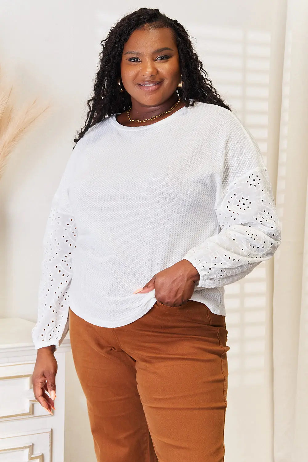 Shiny Eyelet Blouse  Style Ratio