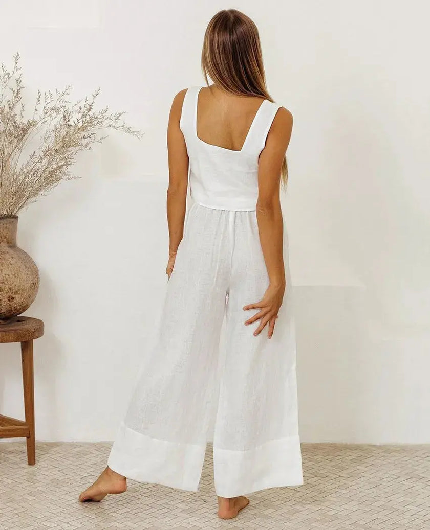 Square Neck Sleeveless Top and Pants Set  Style Ratio