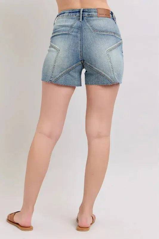 Judy Blue High Waist Star Seam Detail Denim Shorts  Style Ratio