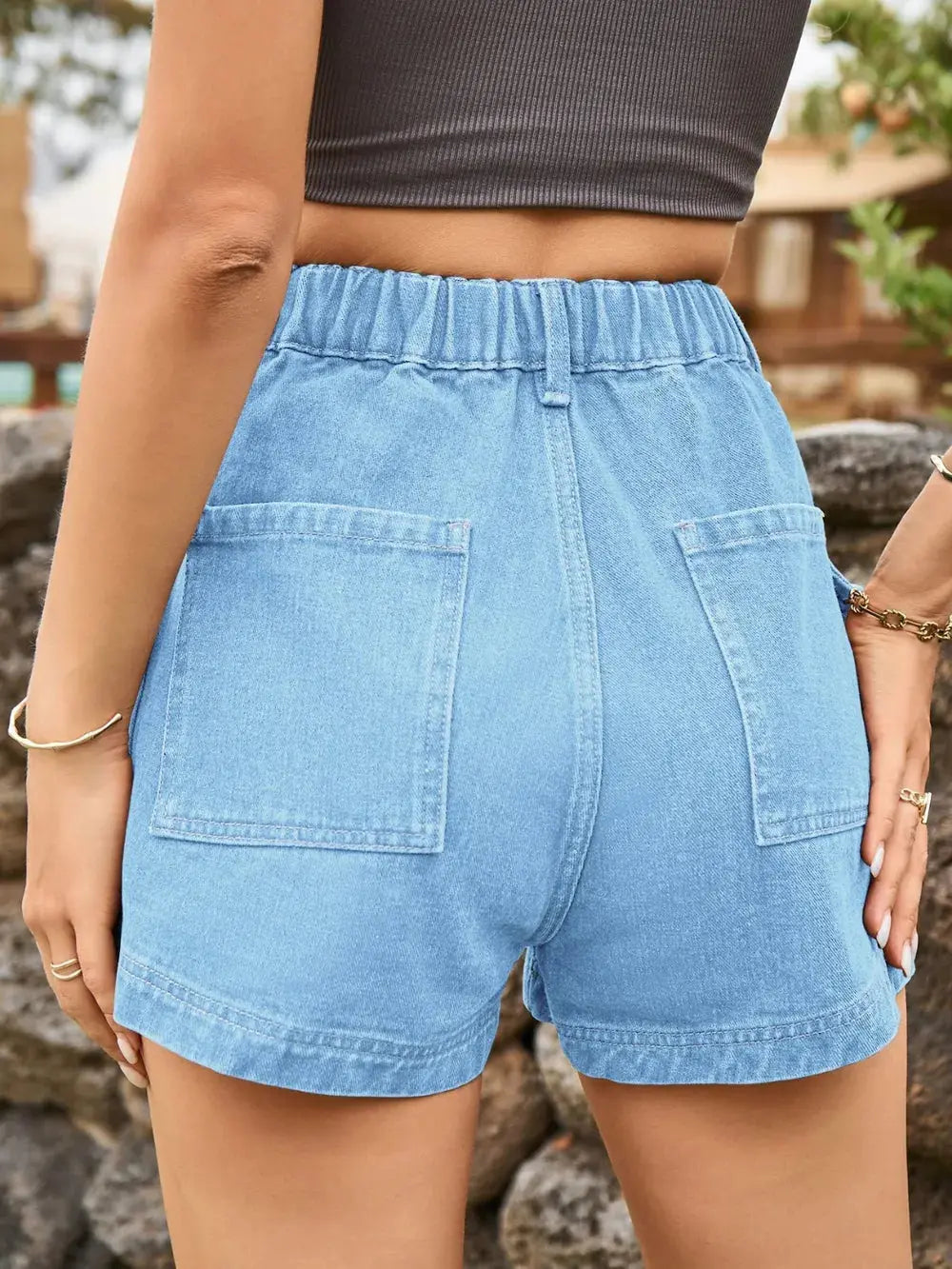 High Waist Denim Shorts with Pockets  Style Ratio
