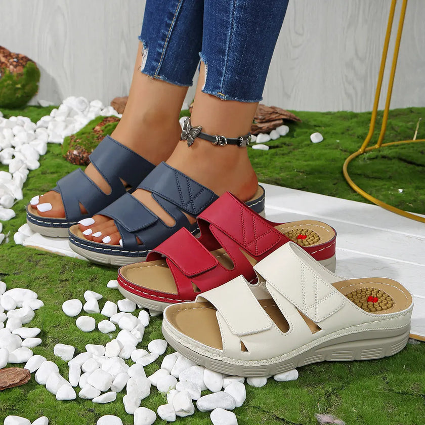 Thick Bottom Slope with Velcro Sandals - Style Ratio