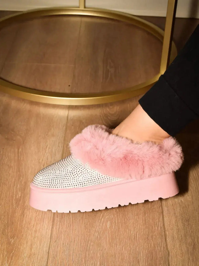 WILD DIVA Embellished Faux Fur Platform Booties  Style Ratio