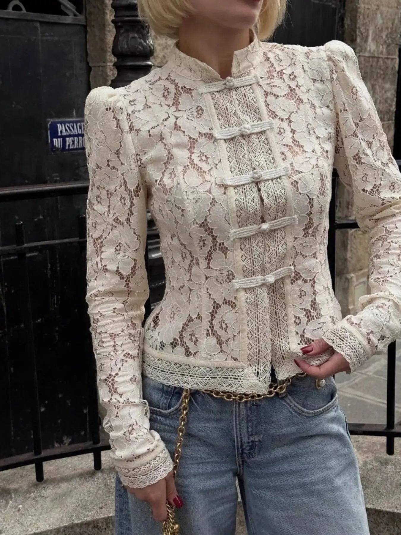 Lace Button-Up Shirt  Style Ratio