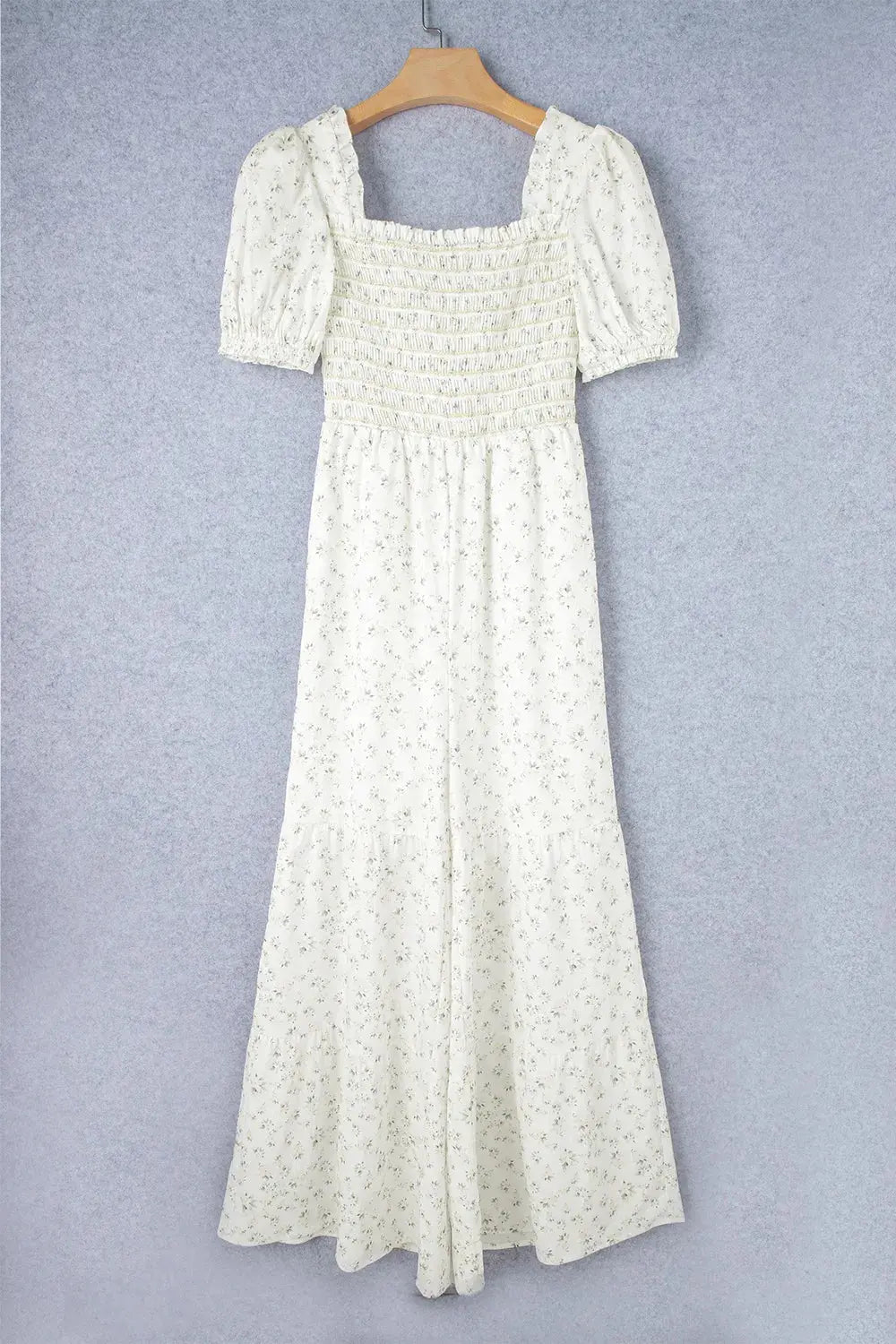 Smocked Printed Short Sleeve Jumpsuit  Style Ratio