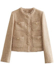 Raw Hem Pocketed Round Neck Jacket  Style Ratio