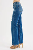 RISEN Full Size Tummy Control High Rise Straight Distressed Jeans  Style Ratio