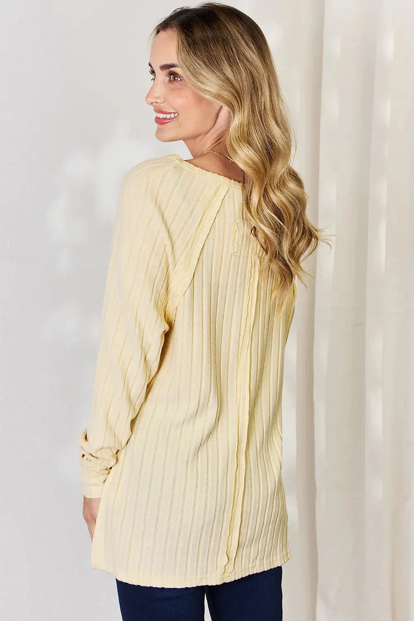 Basic Bae Full Size Ribbed Round Neck Long Sleeve Shirt  Style Ratio