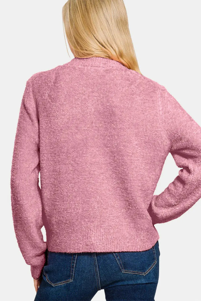 Zenana Button Down Long Sleeve Sweater Cardigan  Style Ratio