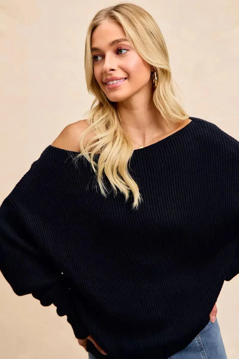 BiBi Waffle Knit Off Shoulder Top  Style Ratio