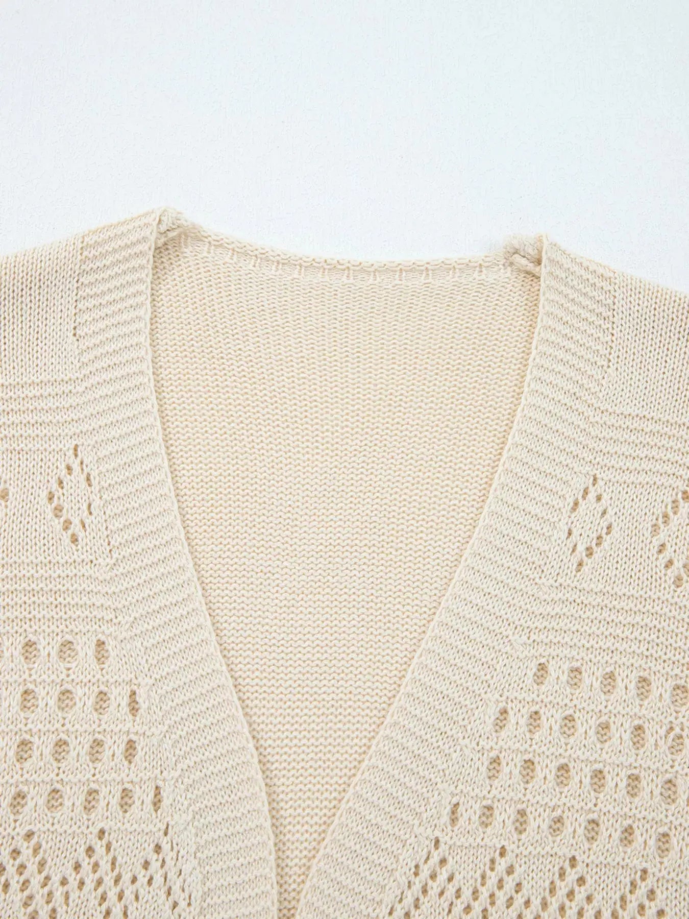 Hollowed Knit Open Front Cardigan  Style Ratio