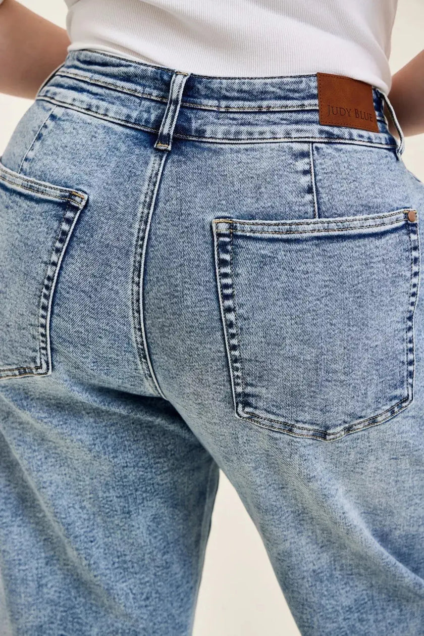Judy Blue Full Size High Waist Marlow Arc Leg Jeans with Double Waistband  Style Ratio