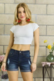 Adora Roll Up Denim Shorts with Pockets  Style Ratio