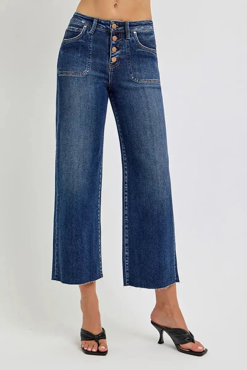 RISEN High Rise Crop Wide Button Up Jeans  Style Ratio