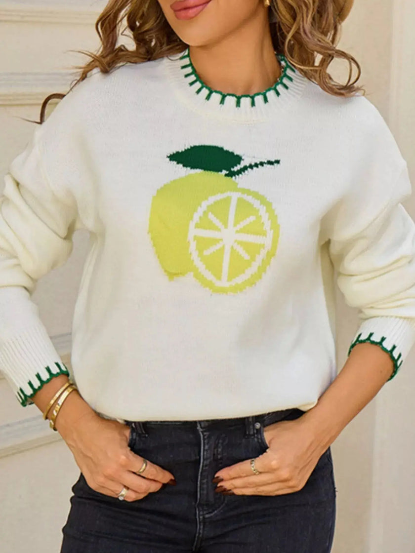 Lemon Round Neck Sweater  Style Ratio