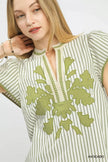 Umgee V-Neck Stripe Top with Lace Trim  Style Ratio