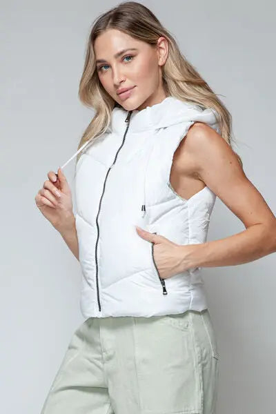 Snobbish Zip Up Quilted Hooded Vest  Style Ratio