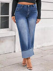 Plus Size High Waist Cuffed Wide Leg Jeans  Style Ratio
