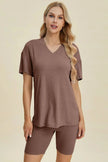 Basic Bae Full Size Ribbed V-Neck Short Sleeve Top and Shorts Loungewear  Style Ratio