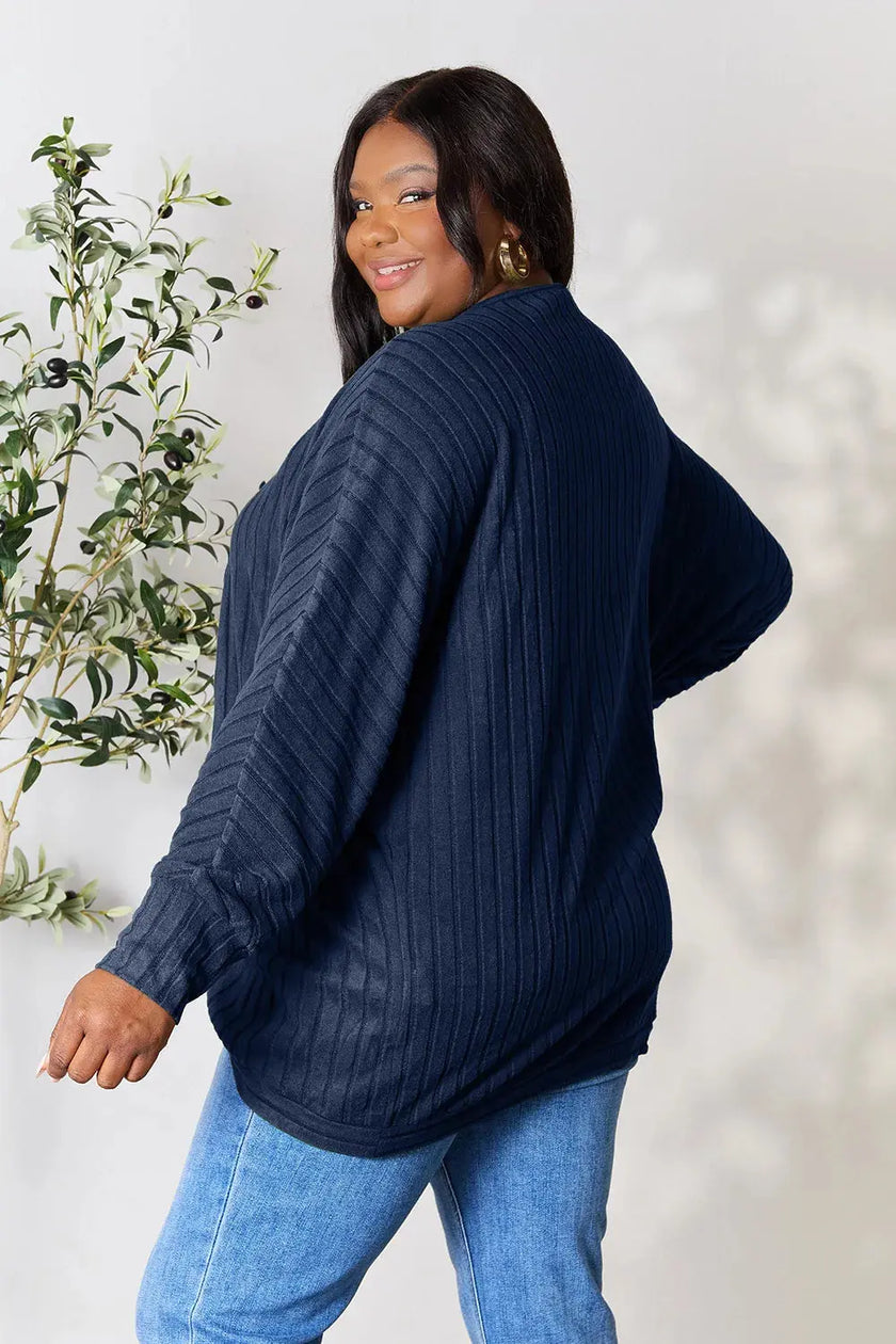 Basic Bae Full Size Ribbed Cocoon Cardigan  Style Ratio