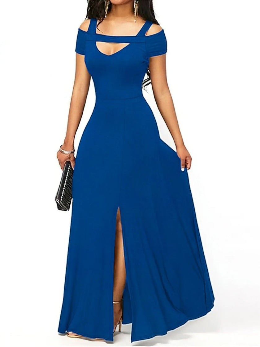 Elegant Off-Shoulder Slit Maxi Dress  Style Ratio