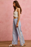 SO ME Wide Check  Pants With Side Lace Trim And Piping  Style Ratio