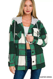 Zenana Plaid Drawstring Hooded Fleece Shacket  Style Ratio