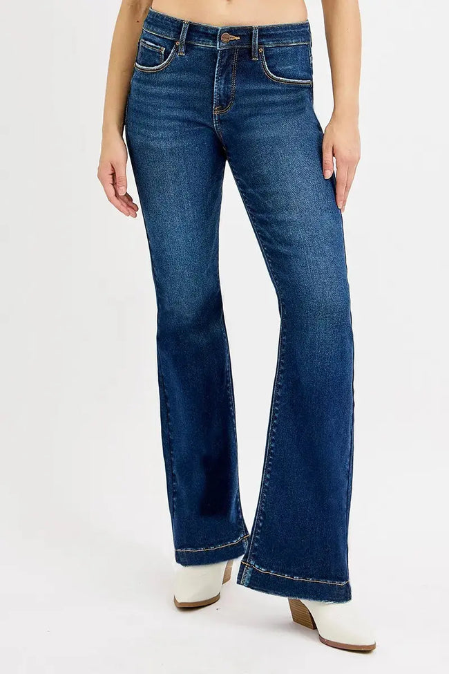 RISEN Full Size Tummy Control Mid Rise Flare Jeans  Style Ratio