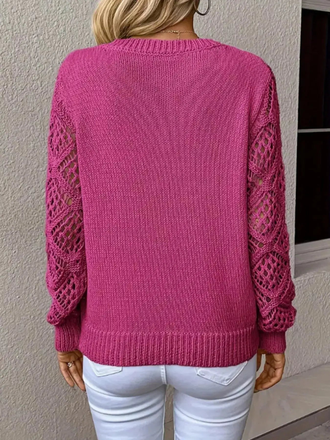 V-Neck Hollow-Out Sleeve Knit Sweater  Style Ratio