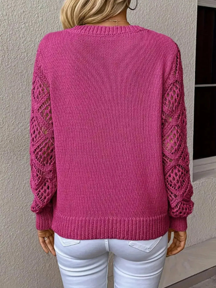 V-Neck Hollow-Out Sleeve Knit Sweater  Style Ratio