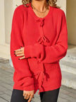 Ribbed Knit Bow Tie Cardigan  Style Ratio