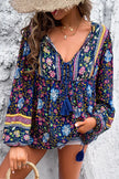 Floral Print Tie Neck Blouse  Style Ratio