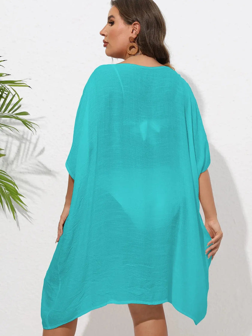 Crochet Trim V-Neck Beach Cover Up  Style Ratio