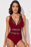 Multicolor Floral Leopard Splicing Color Block Mesh One Piece Swimsuit  Style Ratio