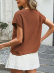 Round Neck Waffle Knit Top  Style Ratio