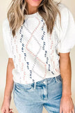 Cable Knit Short Sleeve Sweater  Style Ratio