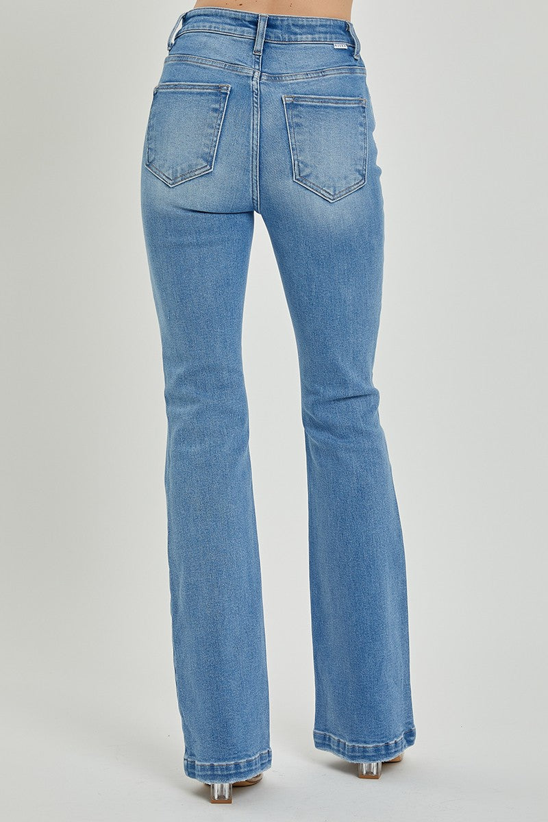 High Rise Button Fly Bootcut Jeans