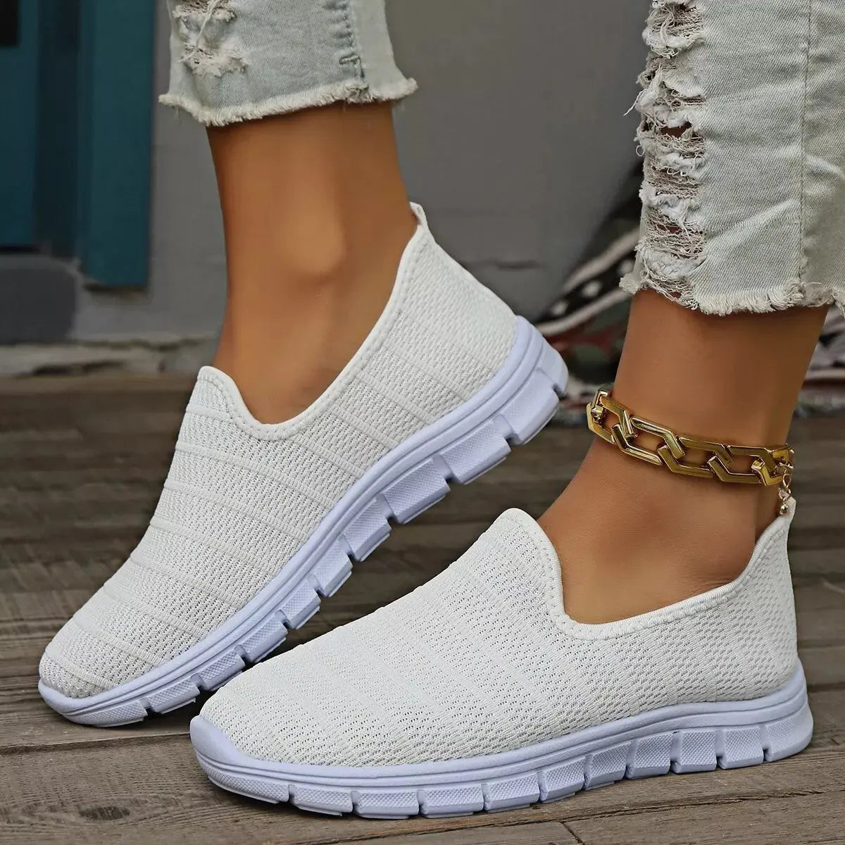 Round Toe Mesh Slip-Ons  Style Ratio