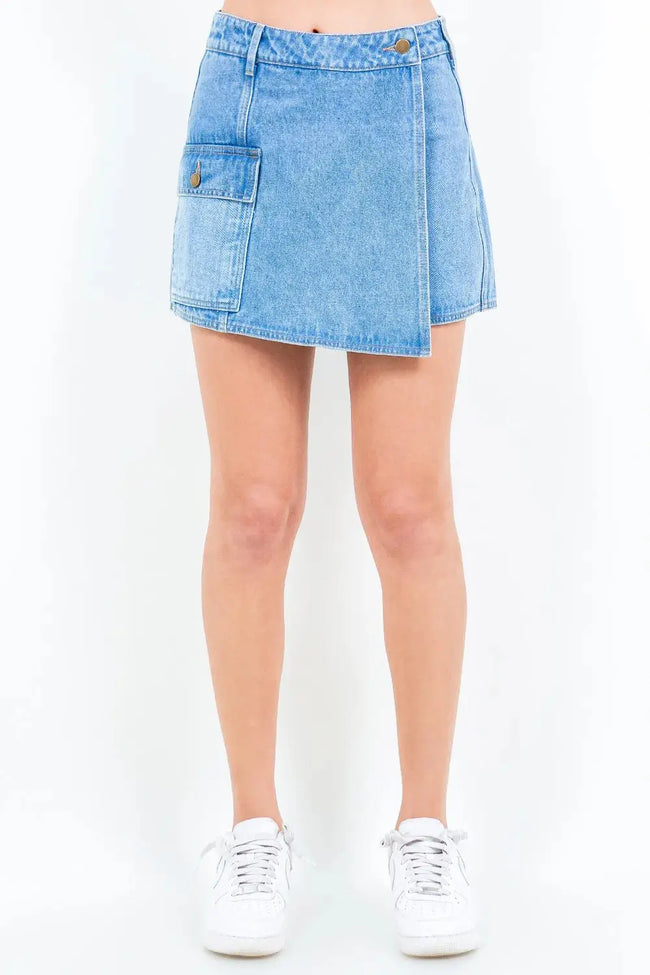American Bazi Cargo Pocket Denim Skort  Style Ratio