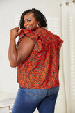 Double Take Floral Flutter Sleeve Notched Neck Blouse  Style Ratio