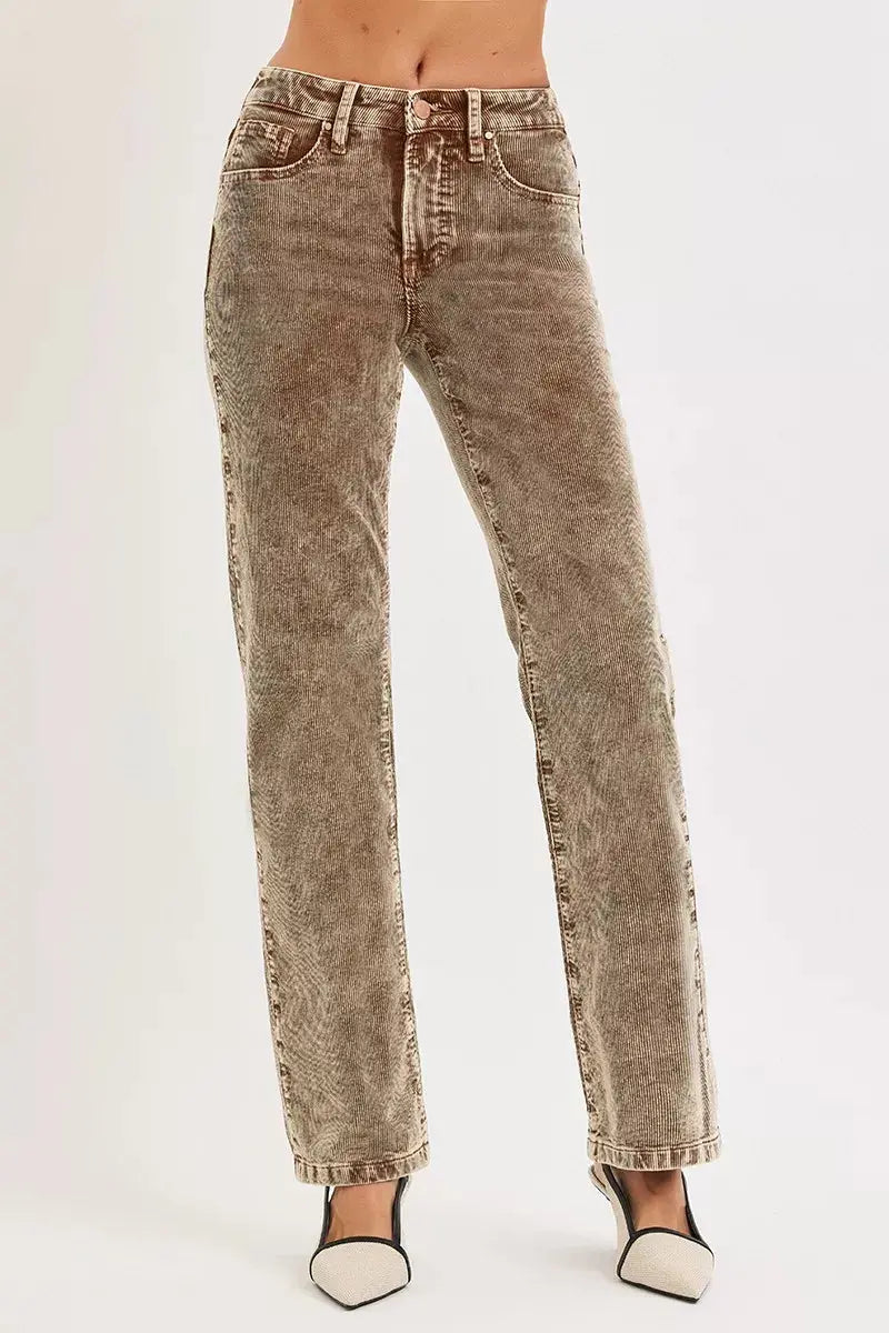 RISEN Tummy Control Mid Rise Straight Leg Corduroy Pants  Style Ratio