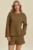 Double Take Texture Round Neck Long Sleeve Top and Shorts Set  Style Ratio