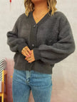 Fuzzy Button-Up Long Sleeve Cardigan  Style Ratio