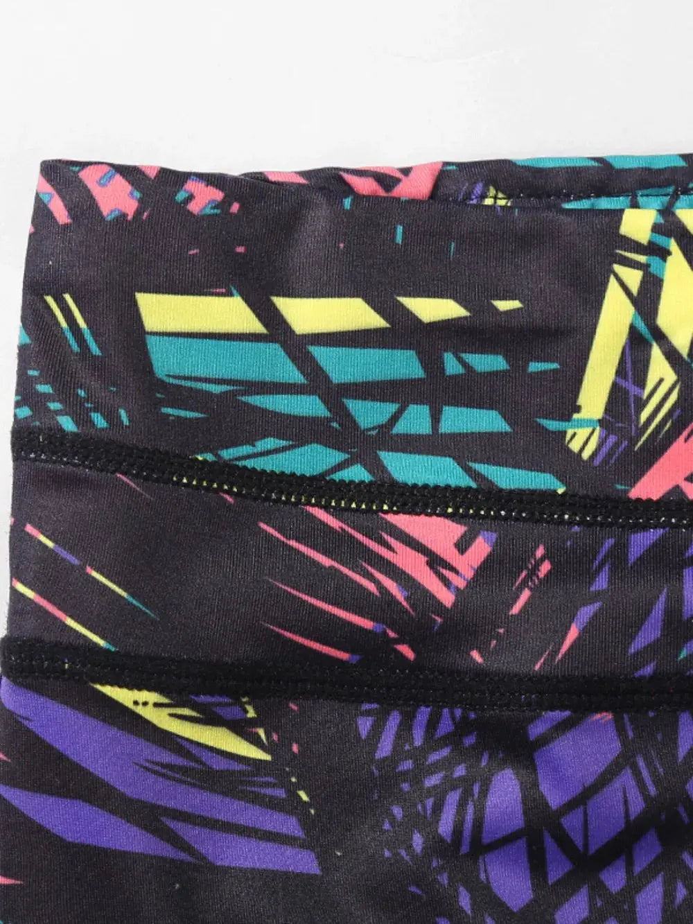 Printed Wide Waistband Active Leggings with Stirrups  Style Ratio