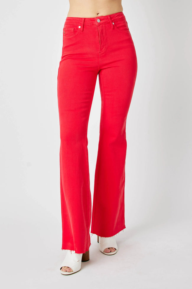 Judy Blue Full Size Hw Tummy Control Garment Dyed Flare Jeans  Style Ratio