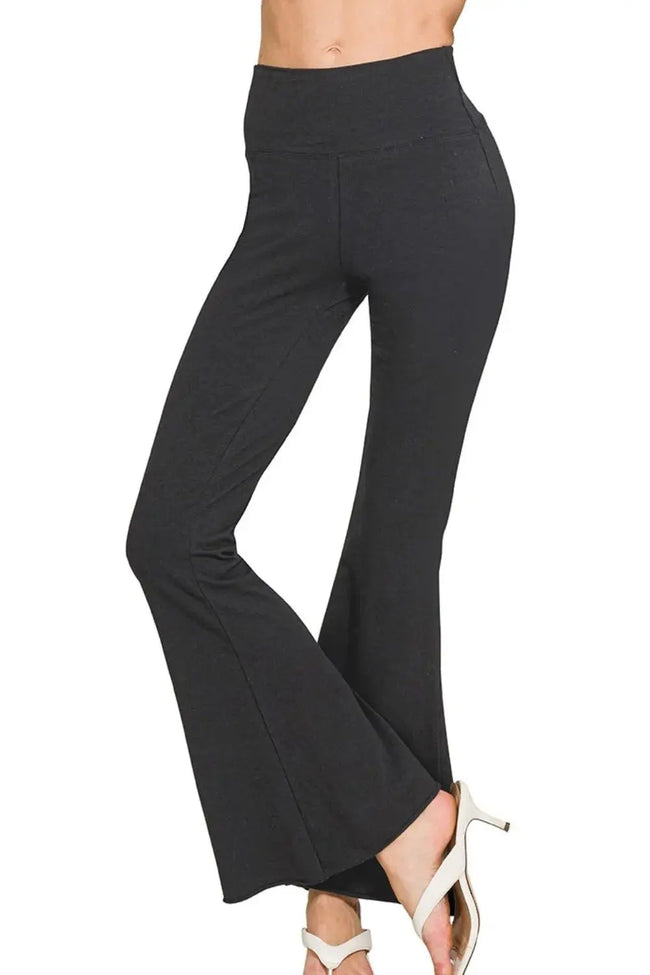 Zenana Raw Edge Hem Flare Yoga Pants  Style Ratio
