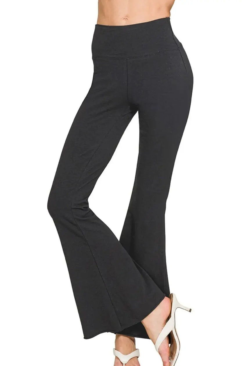 Zenana Raw Edge Hem Flare Yoga Pants  Style Ratio