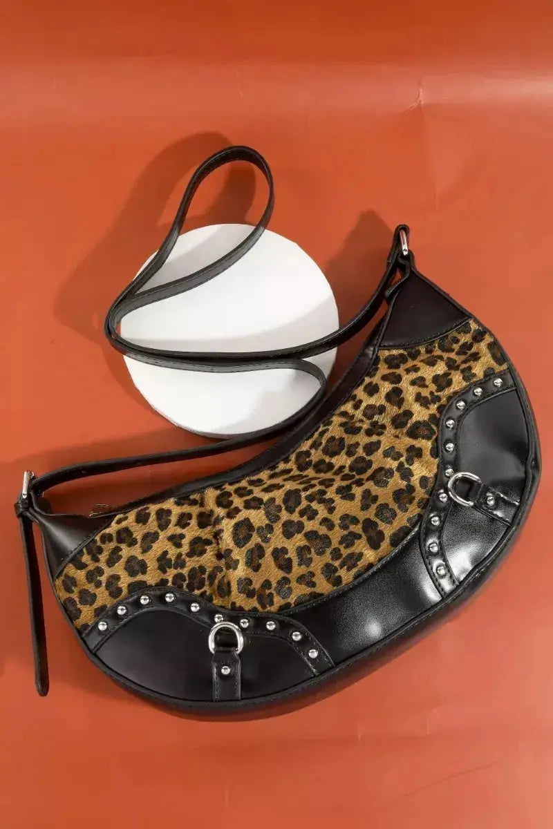 Fame Leopard Print Half Moon Shoulder Bag  Style Ratio