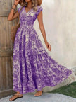 Printed Cap Sleeve Maxi Dress  Style Ratio