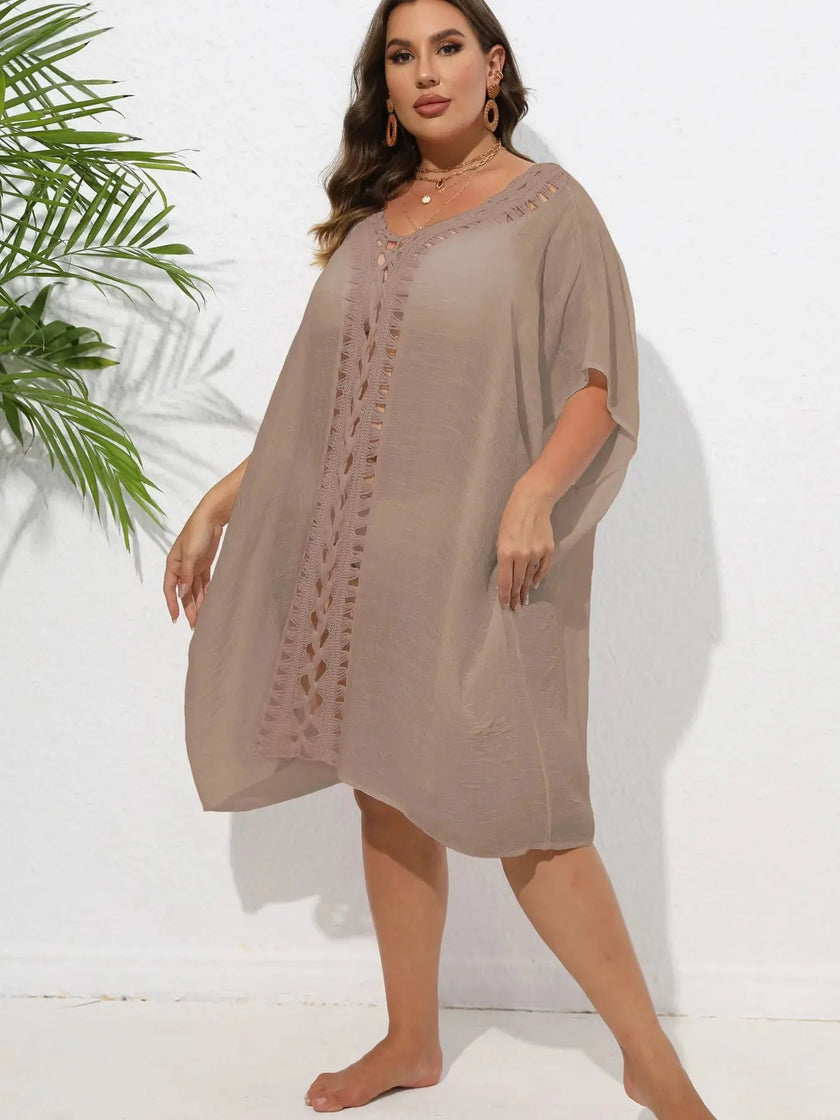 Crochet Trim V-Neck Beach Cover Up  Style Ratio